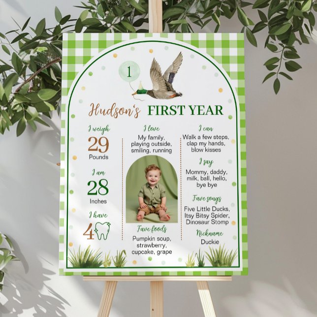 En Lucky Anka Grönt Gingham Birthday Milestone Poster (Skapare uppladdad)