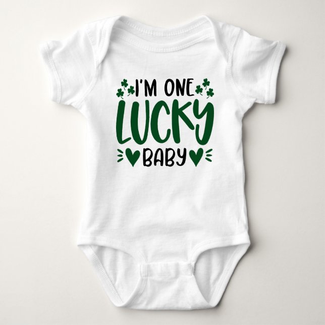 En Lucky Baby Shamrock Klöver Saint Patricks Day T Shirt (Framsida)