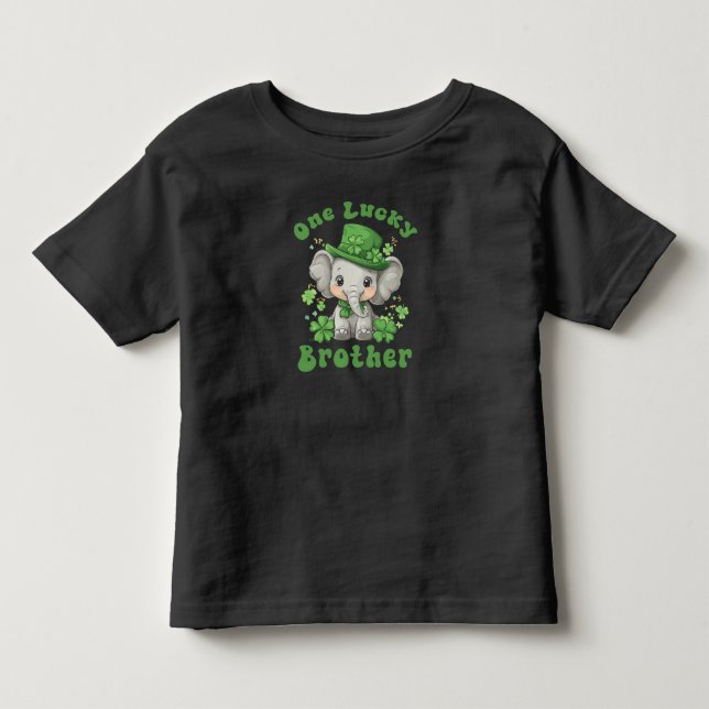 En Lucky Brother, Söt Elefant St.Patrick T Shirt (Framsida)