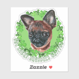 En Lucky Brussels Griffon Funny St. Patrick Hund Klistermärken