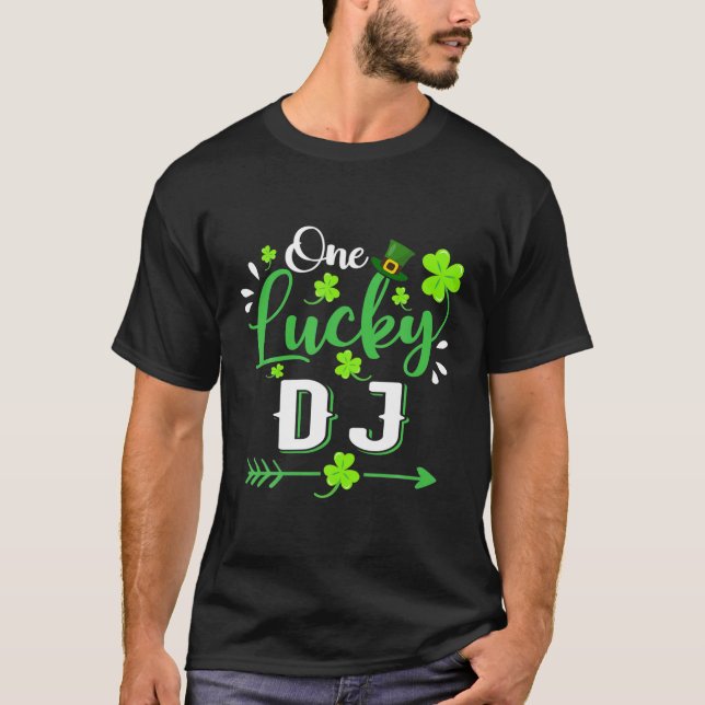 En Lucky DJ Music Shamrock Leprechaun Hat St Patr T Shirt (Framsida)