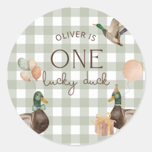 En Lucky Duck 1-årsdag Runt Klistermärke