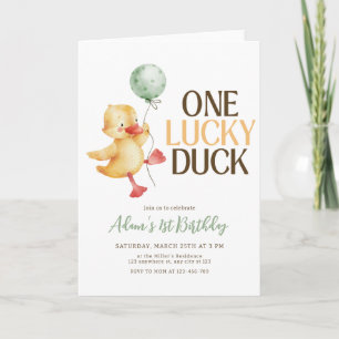 En Lucky Duck Födelsedagsinbjudan, Barn Födelsedag Inbjudan