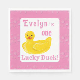 En Lucky Duck Första Födelsedag Pappersservett