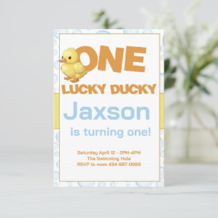 EN Lucky Ducky 1:a födelsedagen Inbjudningar