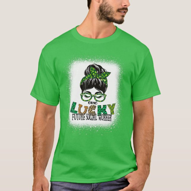 En lucky Future Social Worker Bleached St Patrick T Shirt (Framsida)