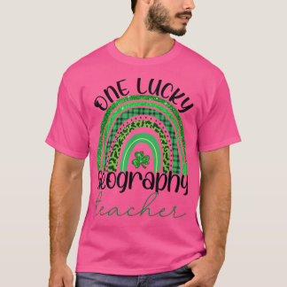 En Lucky Geography Teacher St patrick's day Leopa T Shirt