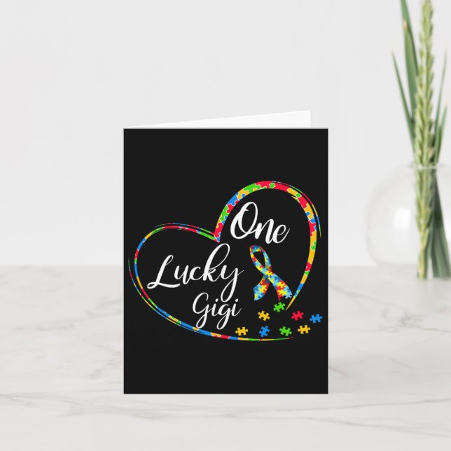 En Lucky Gigi Autism Awareness Gift Puzzle Biet Kort (Framsida)