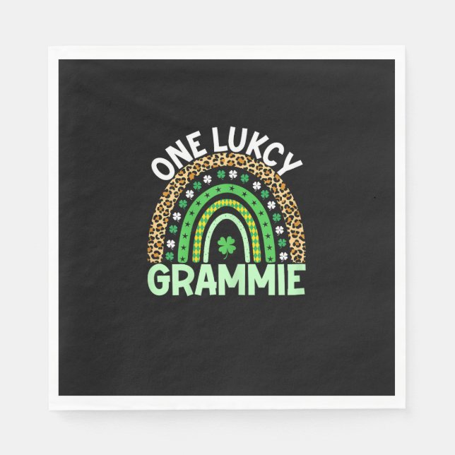 En Lucky Grammie Leopard RainbowSaint patrick Pappersservett (Framsidan)