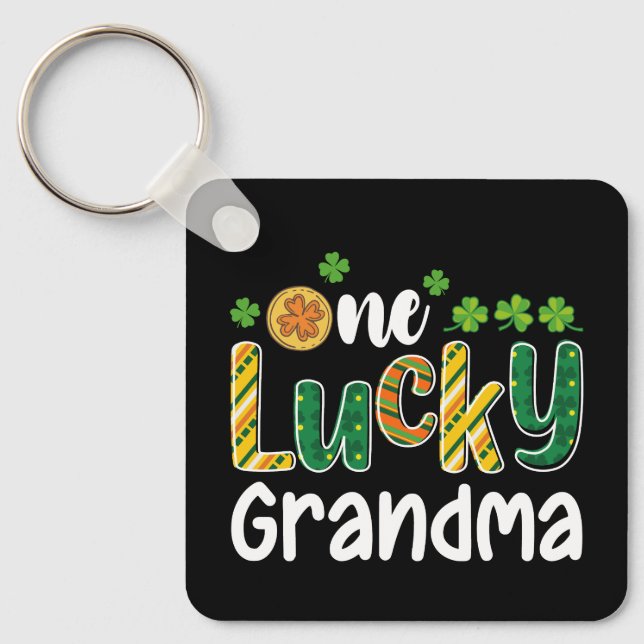 En Lucky Grandma Matching Family St patrick's day Nyckelring (Framsida)