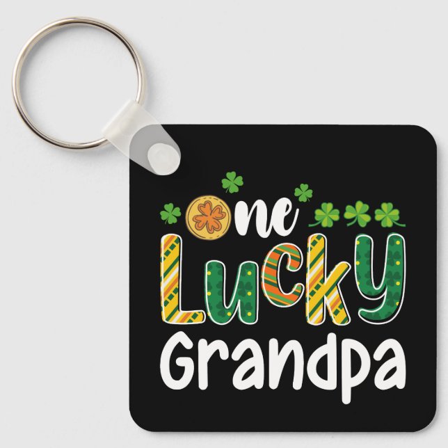 En Lucky Grandpa Matching Family St patrick's day Nyckelring (Framsida)