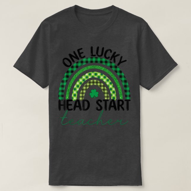 En Lucky Head Start Teacher Rainbow Patrick Day M T Shirt (Design framsida)
