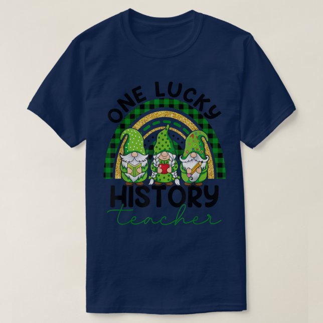 En Lucky History Teacher Gnomes St T Shirt (Design framsida)