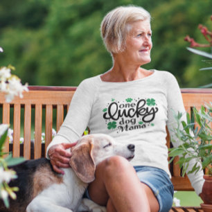 En Lucky Hund Klöver Tass White Långärmad T Shirt