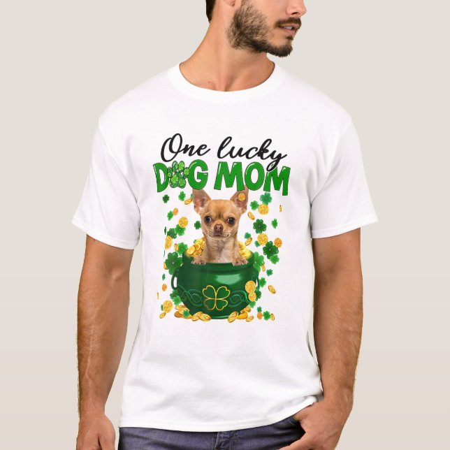 En Lucky Hund Mamma Funny TAN Chihuahua Mamma St P T Shirt (Framsida)