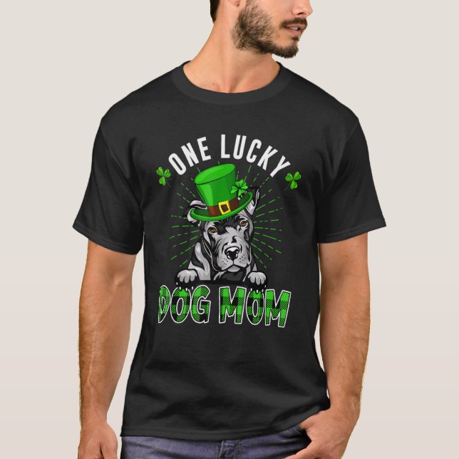 En lucky Hund Mamma Pit Bull Mamma St patricks day T Shirt (Framsida)