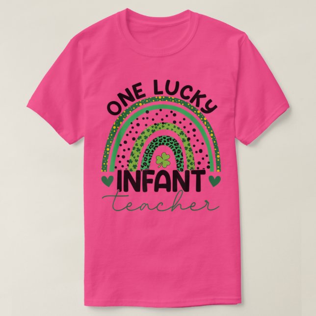 En Lucky Infant Teacher Leopard Rainbow Saint Pat T Shirt (Design framsida)