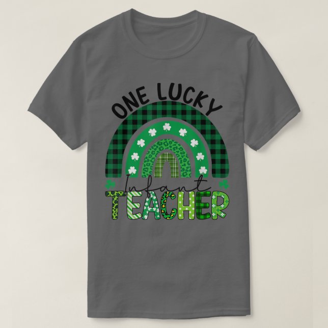En Lucky Infant Teacher Rainbow St patricks day S T Shirt (Design framsida)