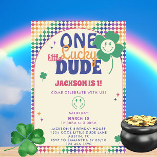 En Lucky Kille Smile Ansikte St Patricks 1-års Föd Inbjudningar