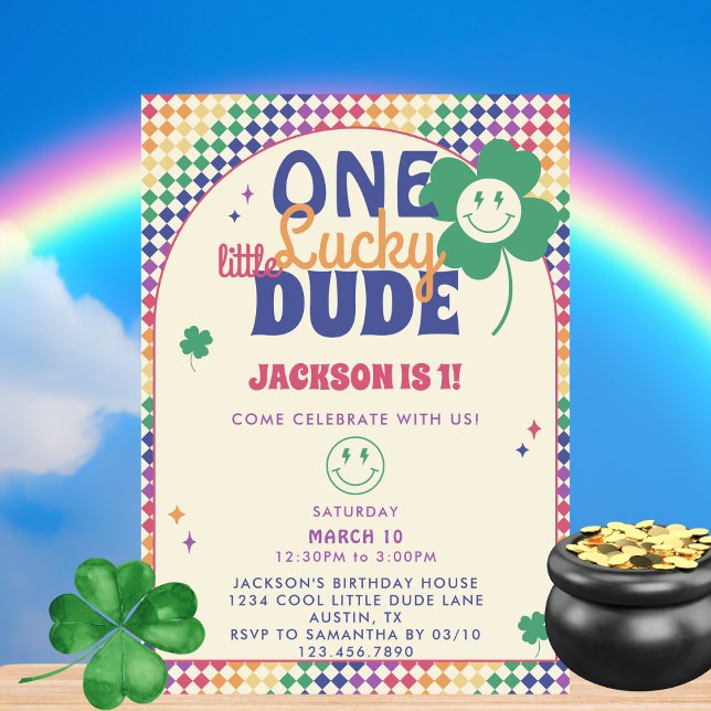 En Lucky Kille Smile Ansikte St Patricks 1-års Föd Inbjudningar (Skapare uppladdad)