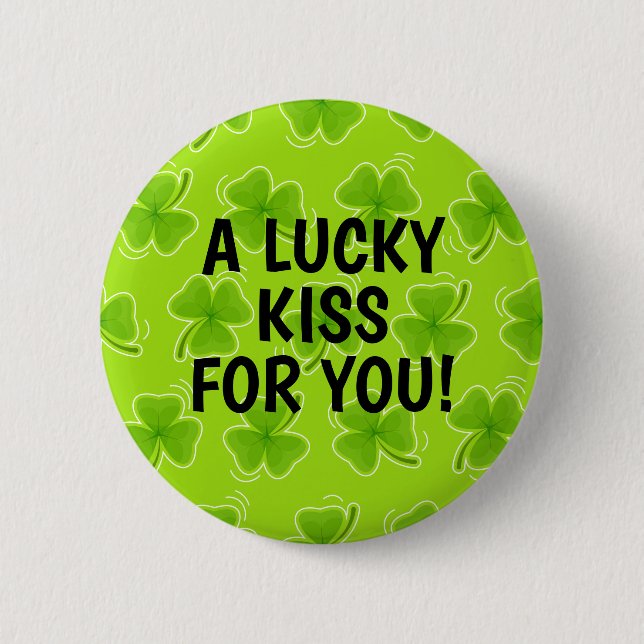 En Lucky Kiss för din Grönt Shamrock Knapp (Framsida)