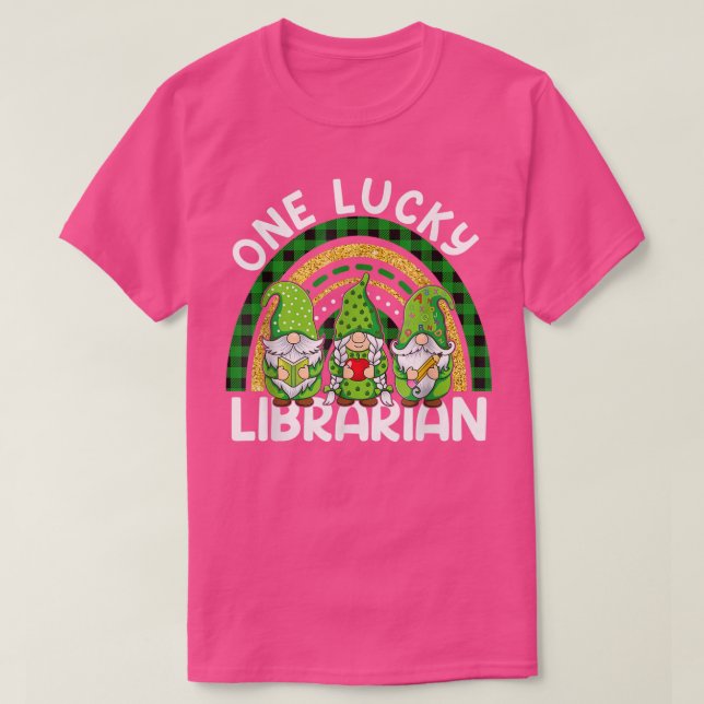 En lucky Librarian Gnomes St Patricks Rainbow T-S T Shirt (Design framsida)