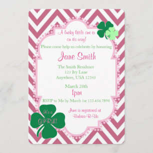 En Lucky Little One Irish Tema Baby Shower Inbjuda Inbjudningar