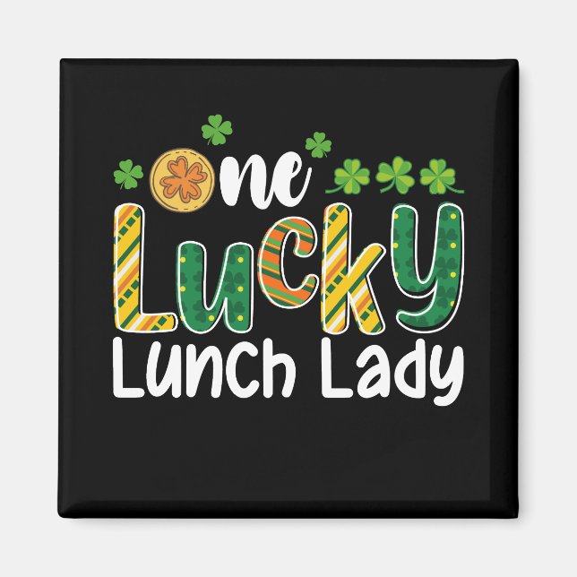 En Lucky Lunch Lady Skola St Patrick's Day Magnet (Framsidan)