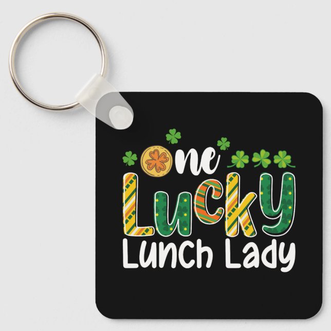 En Lucky Lunch Lady Skola St Patrick's Day Nyckelring (Framsida)