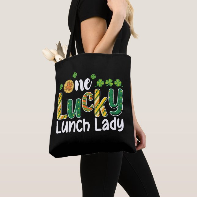 En Lucky Lunch Lady Skola St Patrick's Day Tygkasse (Närbild)