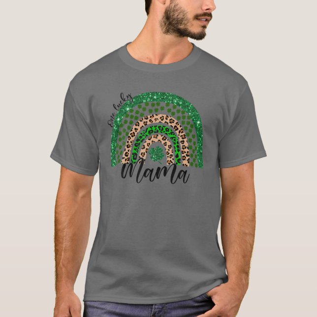 En Lucky Mamma Irish Rainbow Leopard Patricks Day T Shirt (Framsida)