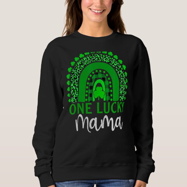 En Lucky Mamma Leopard Rainbow Mamma Life St Patri T Shirt (Framsida)