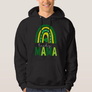 En Lucky Mamma Leopard Skriv ut Rainbow St Patrick Hoodie