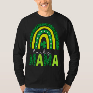 En Lucky Mamma Leopard Skriv ut Rainbow St Patrick T Shirt