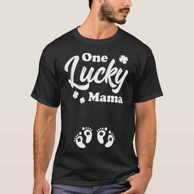 En Lucky Mamma Mamma i Twillingars St Patricks Gra T Shirt (Framsida)