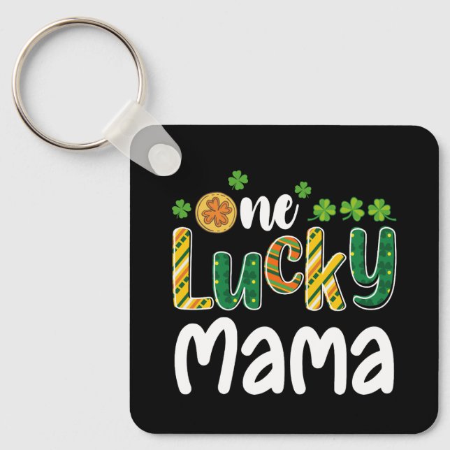 En Lucky Mamma Matching Family St patrick's day Nyckelring (Framsida)