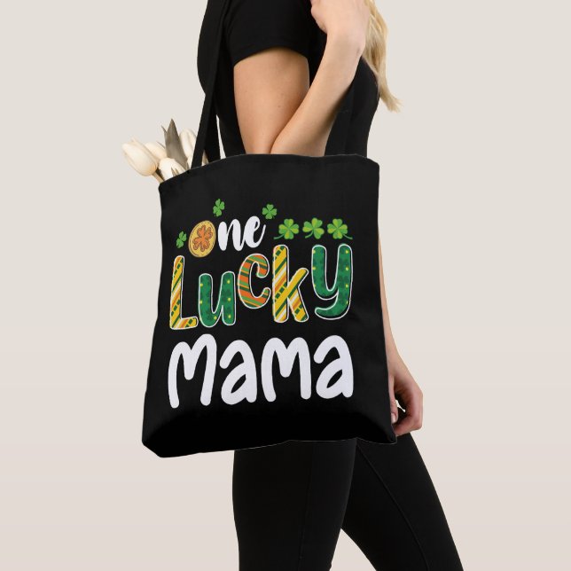 En Lucky Mamma Matching Family St patrick's day Tygkasse (Närbild)