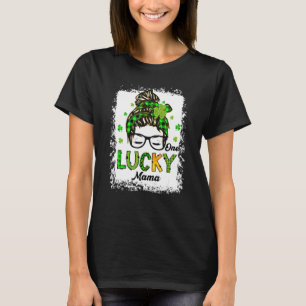 En Lucky Mamma Messy Bun Hair Bleached Saint Patri T Shirt