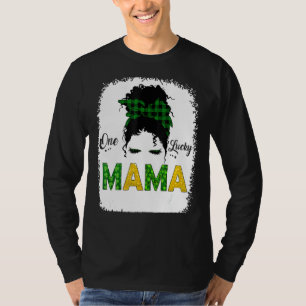 En Lucky Mamma Messy Bun Leopard St Patrick S Day T Shirt