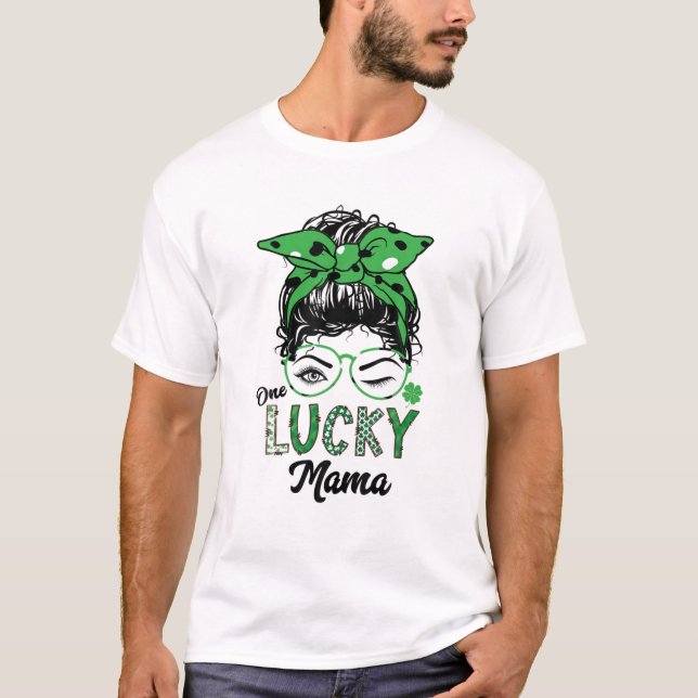 En Lucky Mamma St patricks day Dot Mönster Messy B T Shirt (Framsida)