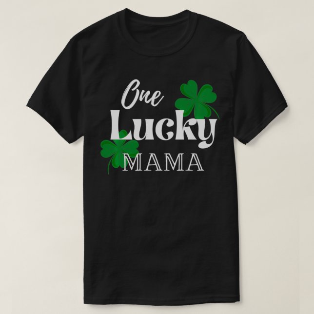 En Lucky Mamma St patrick's day Grönt Klöver Shamr T Shirt (Design framsida)