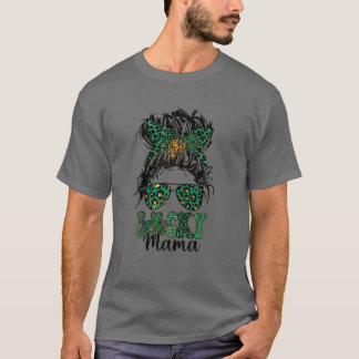 En Lucky Mamma St. Patrick's Day, Leopard Messy Bu T Shirt