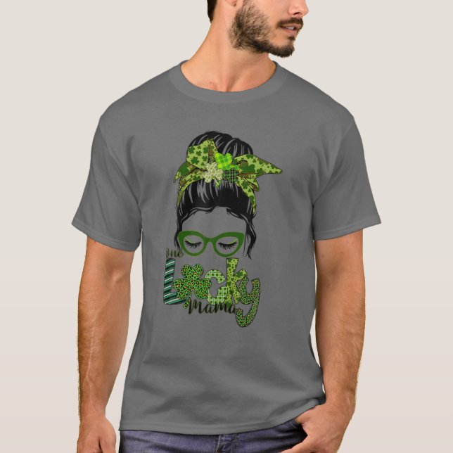 En Lucky Mamma St. Patrick's Day, Leopard Messy Bu T Shirt (Framsida)