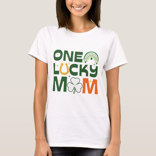 En Lucky Mamma T-shirt, Saint patrick's day Gift T Shirt (Framsida)