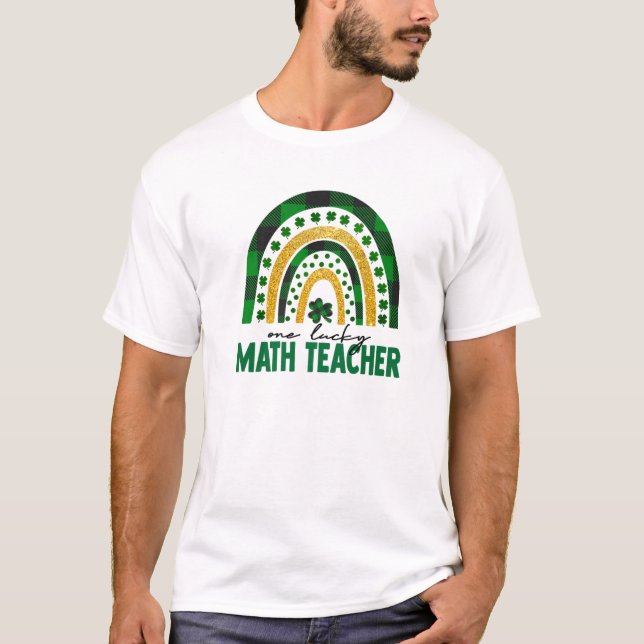 En Lucky Math Teacher Rainbow St patricks day Sha T Shirt (Framsida)