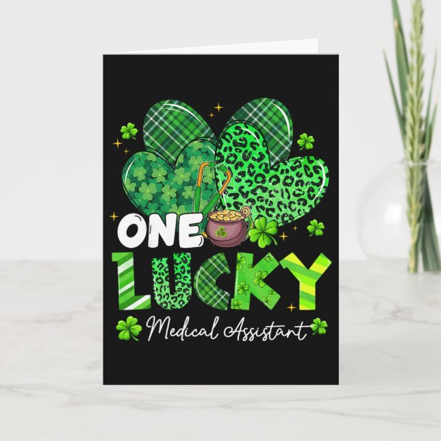 En Lucky Medical Istant St Patrick's Day Shamrock Kort (Framsida)