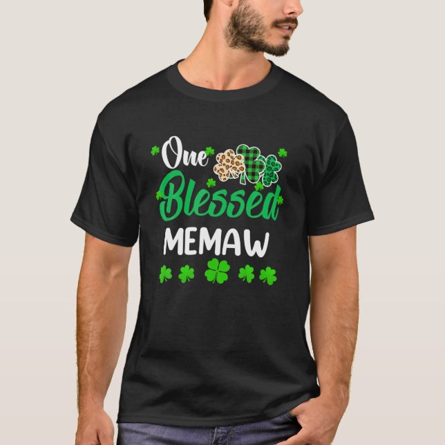 En Lucky Memaw Klöver St. Patrick's Day Irish T Shirt (Framsida)