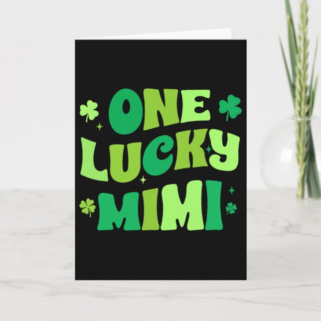 En Lucky Mimi St Patrick's Day Grön Shamrock Irlän Kort (Framsida)