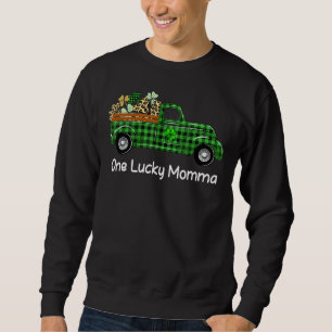 En Lucky Momma Grönt Play Lastbil Shamrocks St Pat Lång Ärmad Tröja