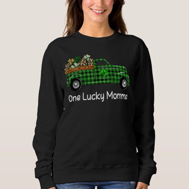 En Lucky Momma Grönt Play Lastbil Shamrocks St Pat T Shirt (Framsida)